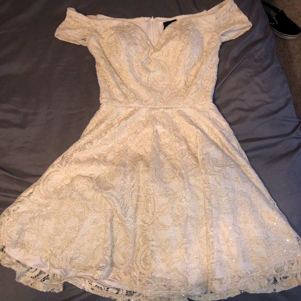 Gold Off the Shoulder Dress